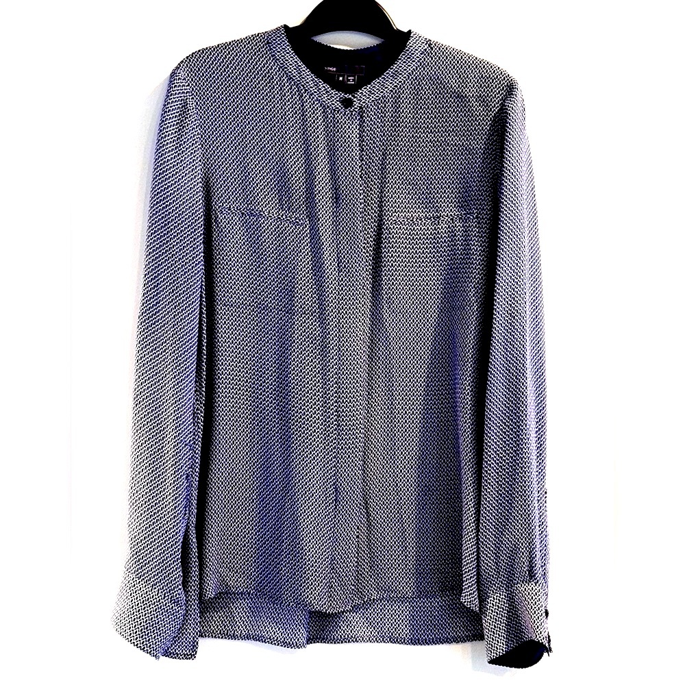 Vince Tab Collar Blouse, Side Slits